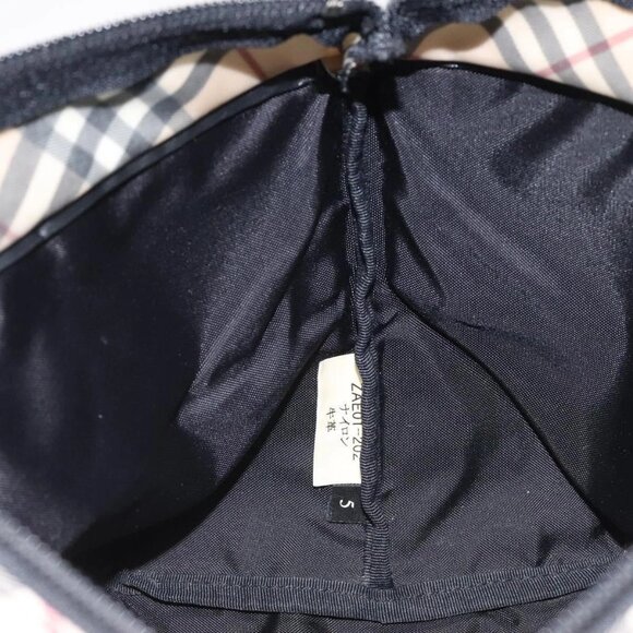 BURBERRY Nova Check Blue Label Hand Bag Nylon Red Silver Auth hs1715 - Picture 11 of 16